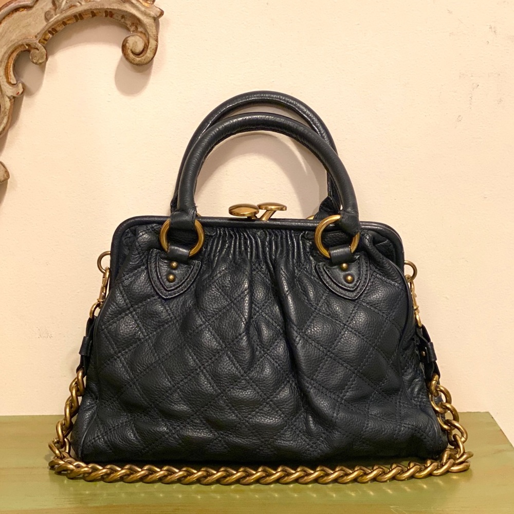 Marc Jacobs Quilted Leather Stam Bag in Dark Navy